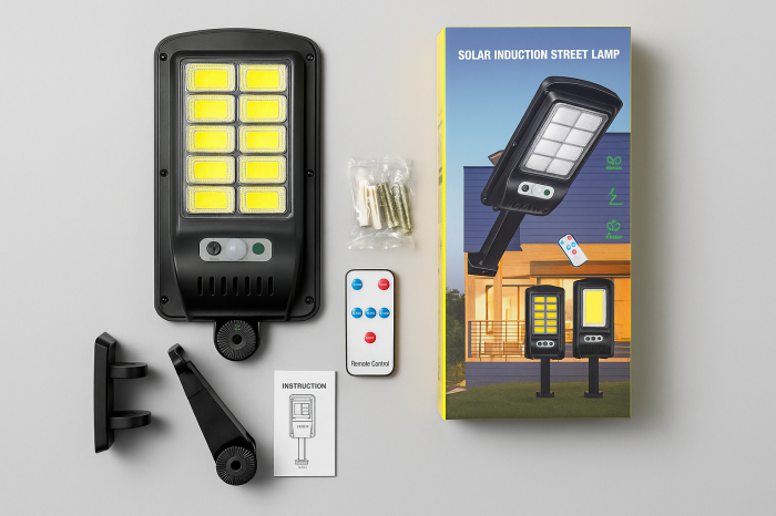 Lampa LED Solara stradala, 119 Led SMD,, cu Senzor si telecomanda.