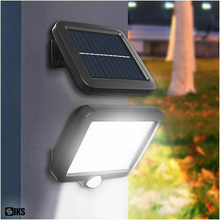 Lampa Solara LED Cu Telecomanda, Ajustabila, 120 COB LED, Senzor De Miscare Si Lumina, Baterie Inclusa 1200 mAh, 260 LM, Lungime Cablu 5 Metri, Rezistenta La Apa, Negru .