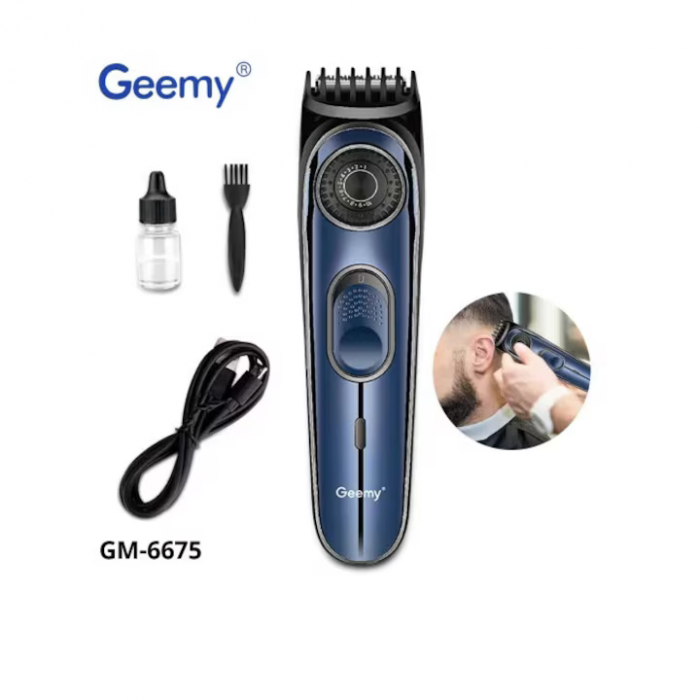 Mașină de Tuns Gemei GM-6675 – Cap Reglabil, Lame Inox, Motor Puternic.