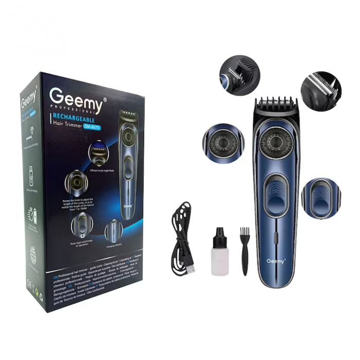 Mașină de Tuns Gemei GM-6675 – Cap Reglabil, Lame Inox, Motor Puternic.