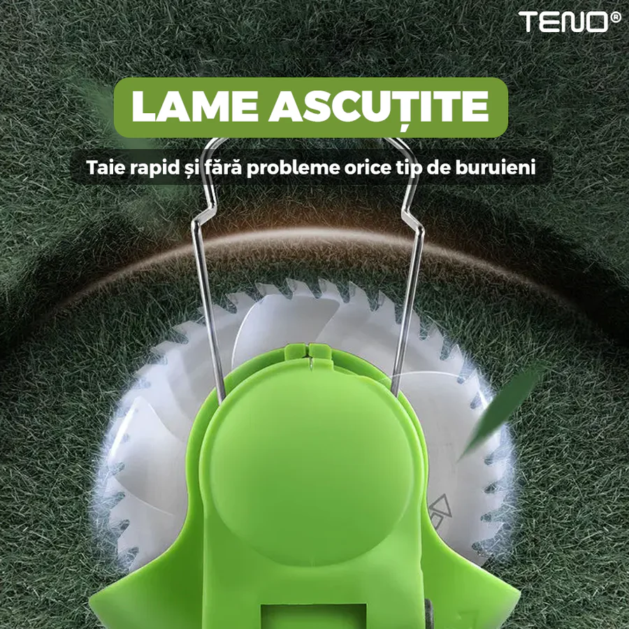 Motocoasa Electrica , 2 acumulatori 48 V, baston telescopic, 3 tipuri de lame pentru taiere, 18000 RPM, autonomie de 2-3 ore